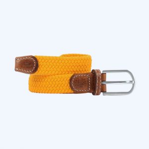 Women Plain Braid Belt Saffron Yellow