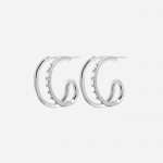 Shimmer Double Hoop Earrings Silver