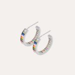 Rainbow Hoop Earrings Silver