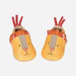 Les Papoum Yellow Lion Leather Slippers