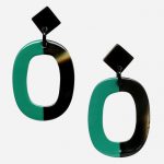 Oval Half Lacquer Earrings Green