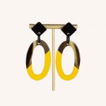 Oval Angle Lacquer Earrings Yellow