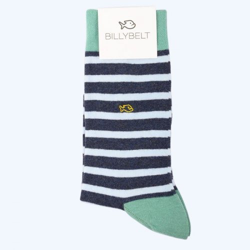 Stripe Socks Mottled Blue and Green