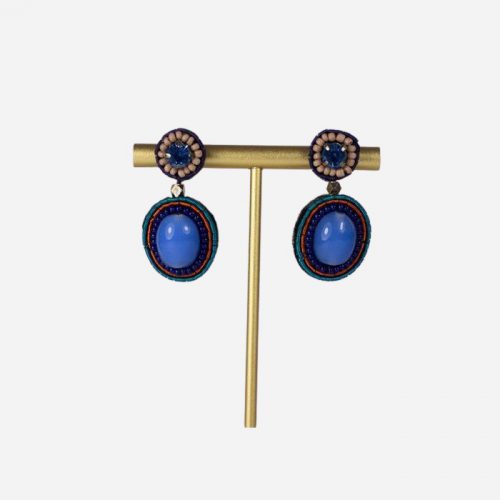 Small Bead Drop Earrings Blue