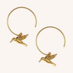 Hummingbird Hoop Earrings Gold