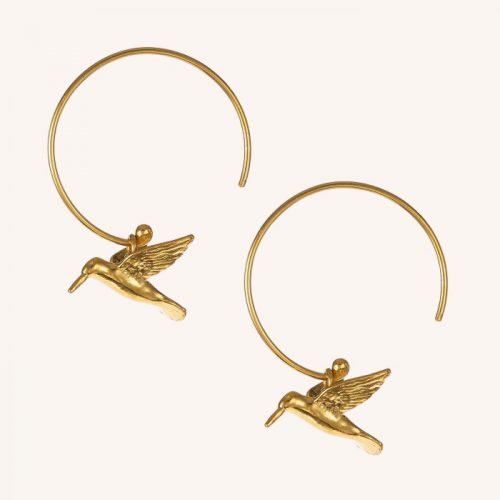 Hummingbird Hoop Earrings Gold