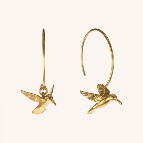 Hummingbird Hoop Earrings Gold - Image 4