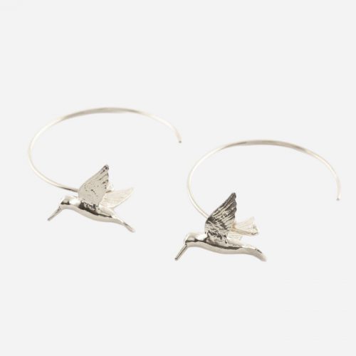 Hummingbird Hoop Earrings Silver - Image 3