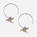 Hummingbird Hoop Earrings Silver