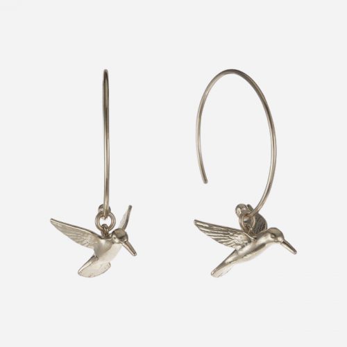 Hummingbird Hoop Earrings Silver - Image 5