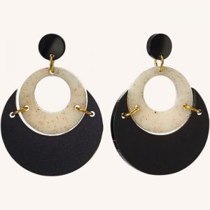 By Moonlight Earrings Black and Stone