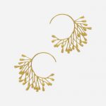 Fanned Seed Pod Hoop Earrings Gold