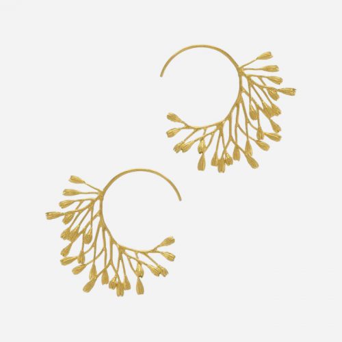 Fanned Seed Pod Hoop Earrings Gold