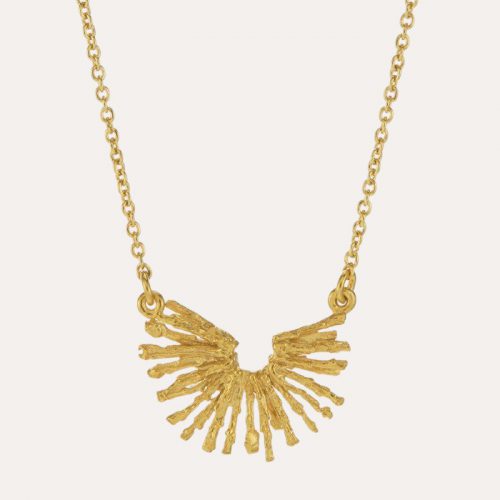 Nest Structure Crescent Necklace Gold