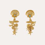 Coral Reef Stud Drop Earrings Gold