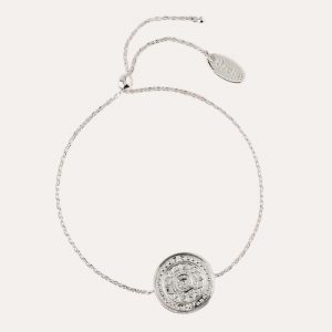 Engraved Coin Bracelet Silver