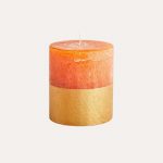 Orange and Cinnamon Scented Gold Dipped Pillar Candle