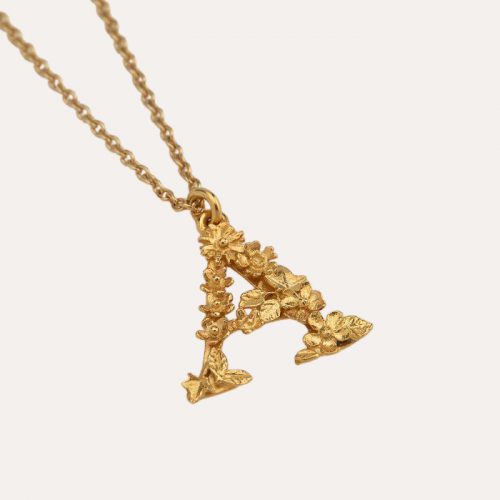 Floral Letter A Necklace Gold - Image 3