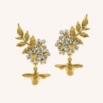 Posy Cluster Stud Earrings with Bee Drop
