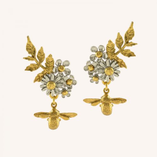 Posy Cluster Stud Earrings with Bee Drop