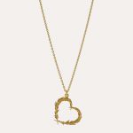 Delicate Feather Heart Necklace Gold