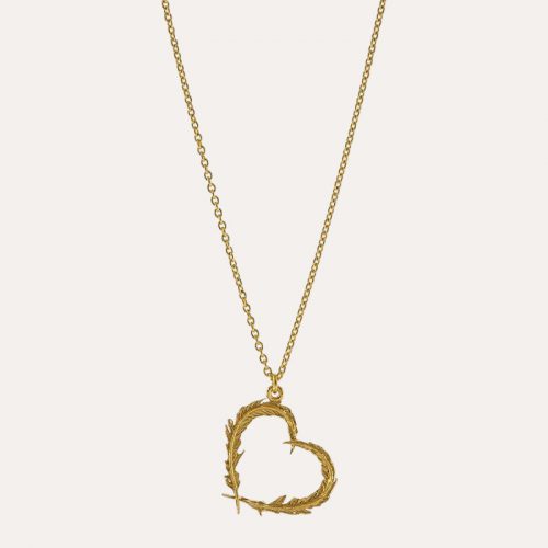 Delicate Feather Heart Necklace Gold