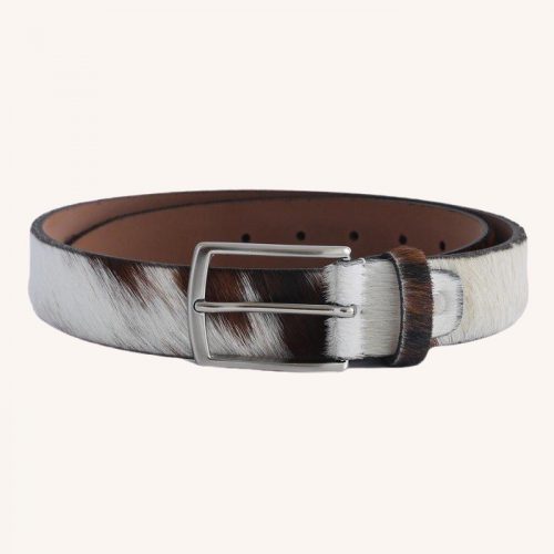 Brown Cow Furry Leather Belt