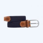 Women Plain Braid Belt Navy Blue