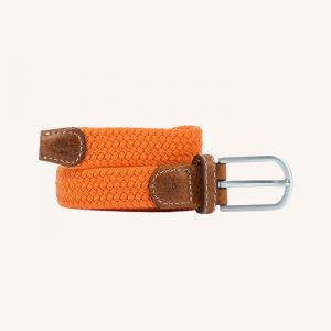 Women Plain Braid Belt Paprika Orange