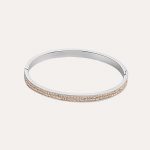 Sparkling Crystals Silver Bangle Peach
