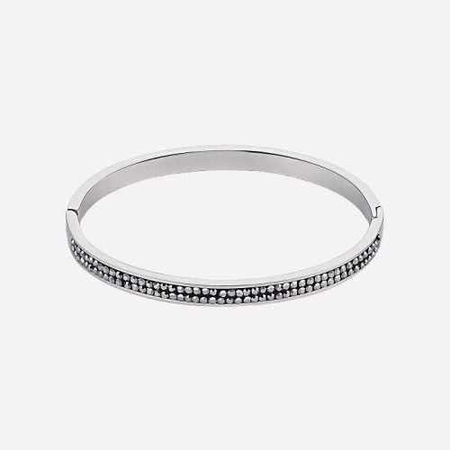 Sparkling Crystals Silver Bangle Anthracite