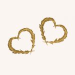 Delicate Feather Heart Stud Earrings Gold Plate
