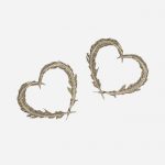 Delicate Feather Heart Stud Earrings Silver