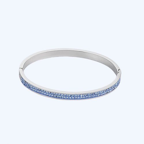 Sparkling Crystals Silver Bangle Light Blue