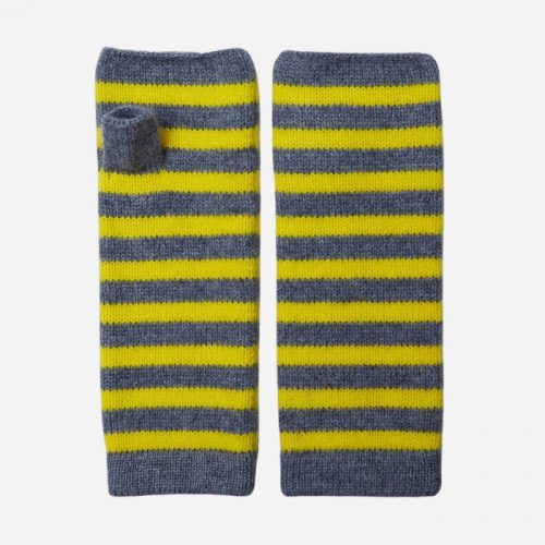 Breton Cashmere Wrist Warmers Grey/Yellow