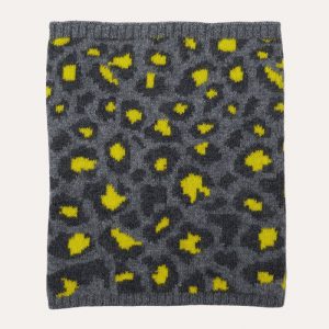Leopard Cashmere Snood Grey/Yellow