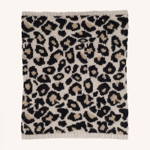 Leopard Cashmere Snood Black/Camel