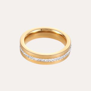 Crystals Strip Ring Gold