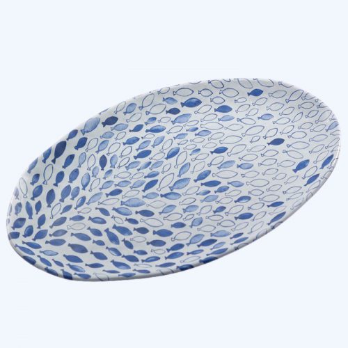 Blue Oval Melamine Platter