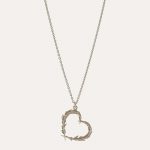Delicate Feather Heart Necklace Silver