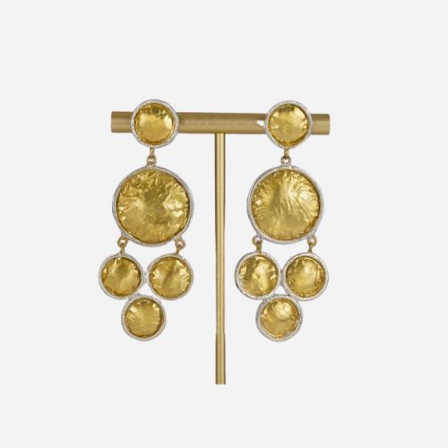 Multi Circle Drop Earrings Brushed Gold