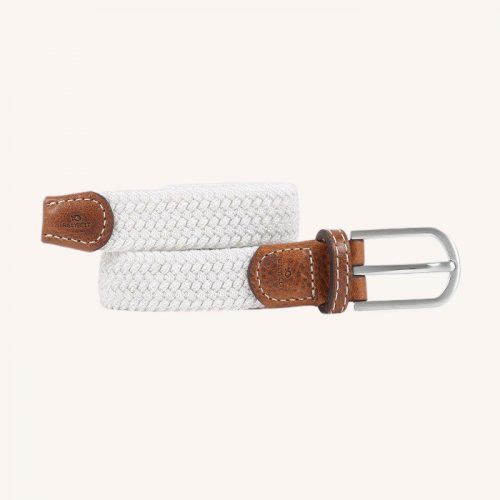 Women Plain Braid Belt Coco White