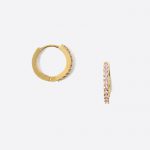 Mini Pink Pave Crystal Hoops Gold