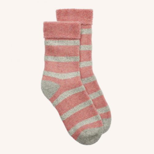 Glitter Stripe Slipper Socks Pale Pink/Silver