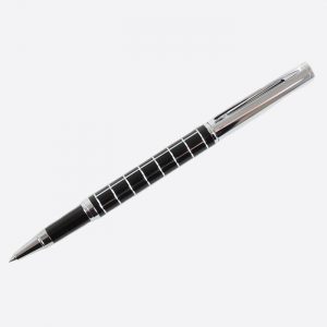 David Aster Black & Chrome Checker Roller Ball Pen