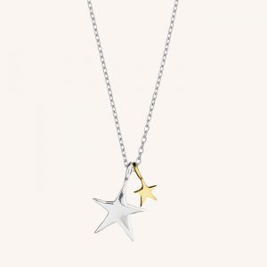 Two Tone Double Star Necklace