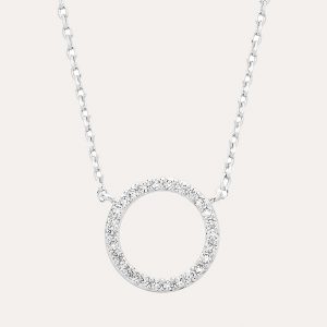 Circle CZ Necklace Silver