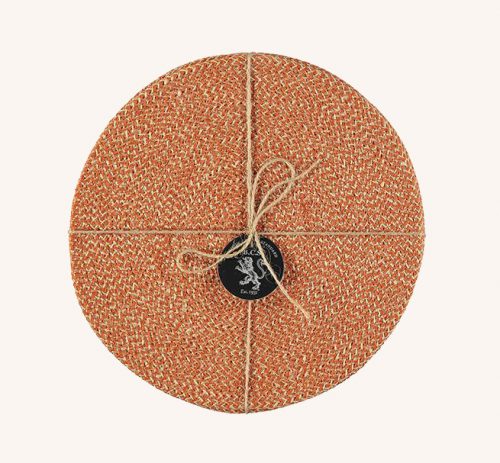 Jute Placemats Set of 4 Tangerine/Natural
