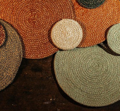Jute Placemats Set of 4 Tangerine/Natural - Image 2