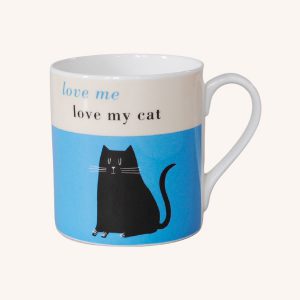 Happiness Mug Black Cat Turquoise